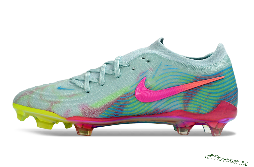 Men's Nike Phantom GX 2 Elite FG Firm Ground Low-Tops Football Boots - Aqua/Neon Pink/Volt Yellow 0