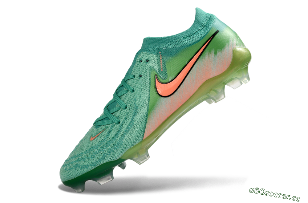Men's Nike Phantom GX 2 Elite FG Firm Ground Low-Tops Football Boots - Green/Aqua Splash/Coral Peach 5