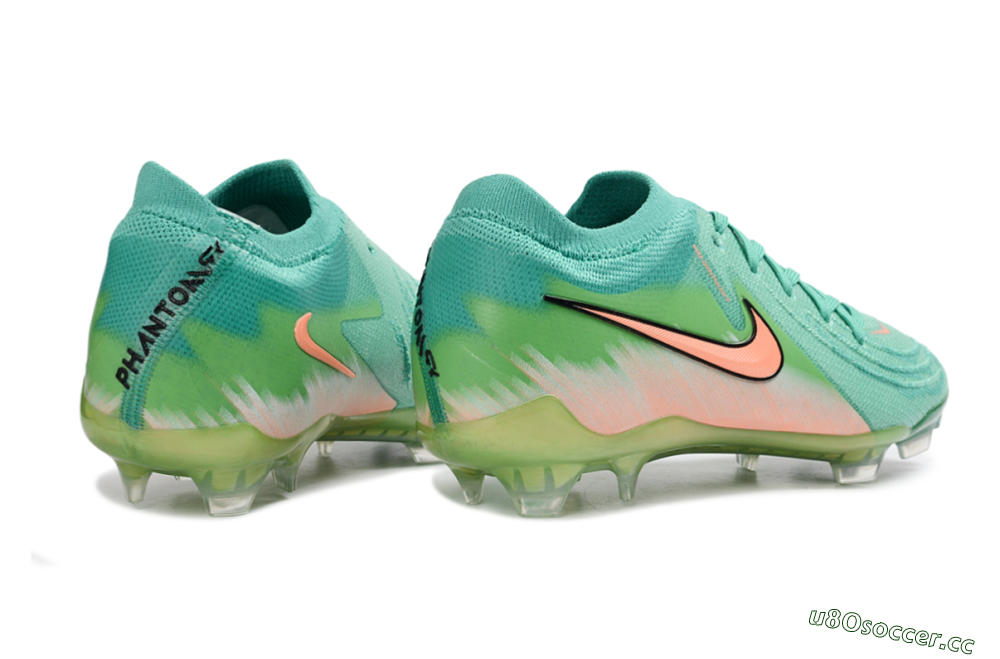Men's Nike Phantom GX 2 Elite FG Firm Ground Low-Tops Football Boots - Green/Aqua Splash/Coral Peach 6