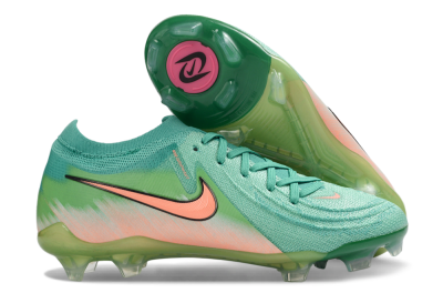 Men's Nike Phantom GX 2 Elite FG Firm Ground Low-Tops Football Boots - Green/Aqua Splash/Coral Peach