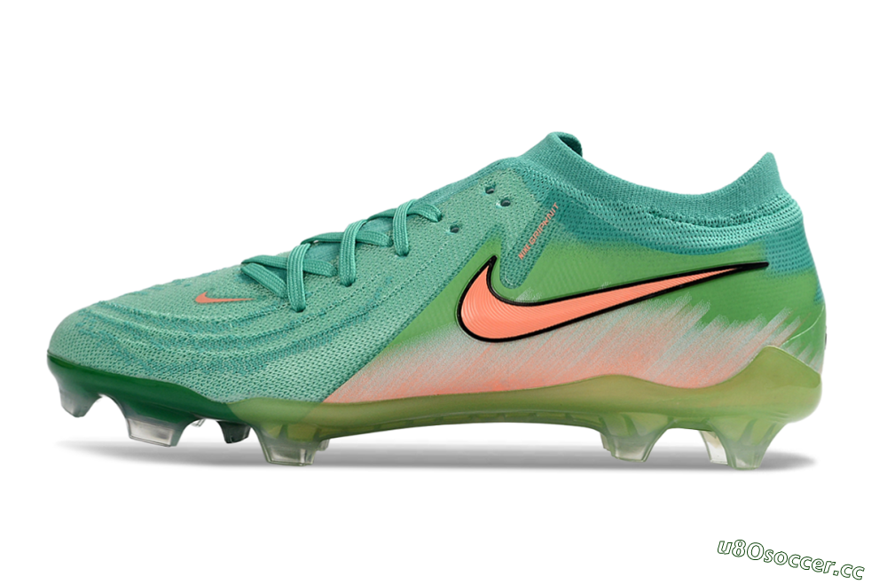 Men's Nike Phantom GX 2 Elite FG Firm Ground Low-Tops Football Boots - Green/Aqua Splash/Coral Peach 0