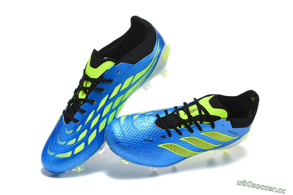 Men's Adidas Predator 26 Elite FG Firm Ground Low-Tops Football Boots - Blue/Neon Green/Black 6