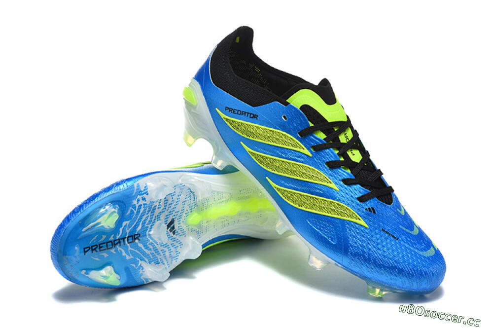 Men's Adidas Predator 26 Elite FG Firm Ground Low-Tops Football Boots - Blue/Neon Green/Black 4