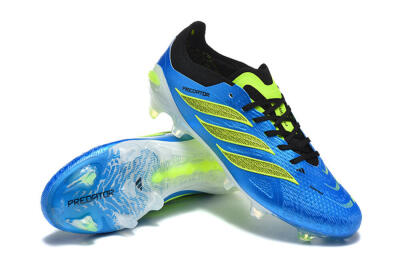Men's Adidas Predator 26 Elite FG Firm Ground Low-Tops Football Boots - Blue/Neon Green/Black