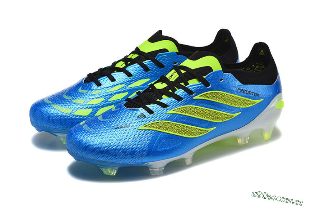 Men's Adidas Predator 26 Elite FG Firm Ground Low-Tops Football Boots - Blue/Neon Green/Black 5