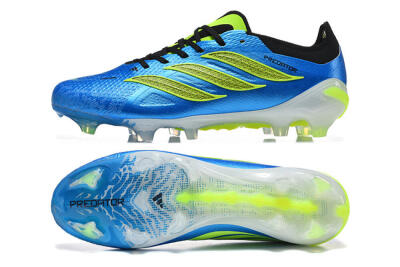 Men's Adidas Predator 26 Elite FG Firm Ground Low-Tops Football Boots - Blue/Neon Green/Black