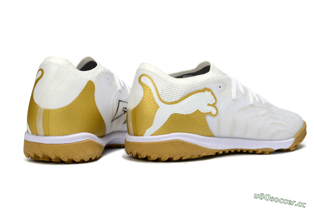 Men's Puma Future 8 Ultimate TF Artificial Turf Low-Tops Football Shoes - White/Gold/Special White 6