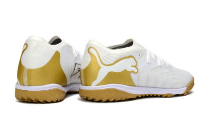 Men's Puma Future 8 Ultimate TF Artificial Turf Low-Tops Football Shoes - White/Gold/Special White