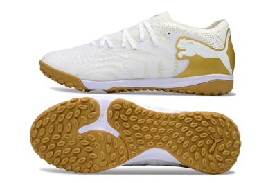 Men's Puma Future 8 Ultimate TF Artificial Turf Low-Tops Football Shoes - White/Gold/Special White