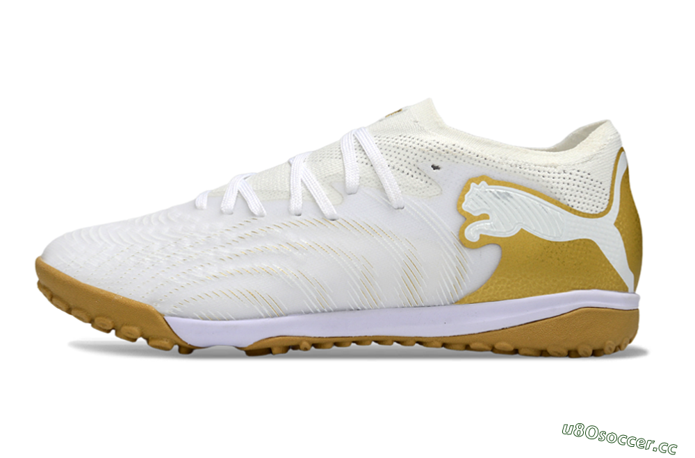 Men's Puma Future 8 Ultimate TF Artificial Turf Low-Tops Football Shoes - White/Gold/Special White 0
