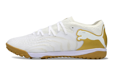 Men's Puma Future 8 Ultimate TF Artificial Turf Low-Tops Football Shoes - White/Gold/Special White
