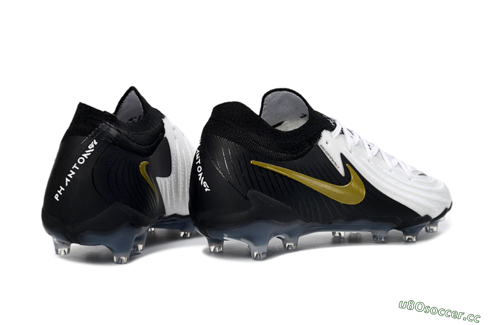 Men's Nike Phantom GX 2 Elite AG Artificial Grass Low-Tops Football Boots - Black/White/Gold 6