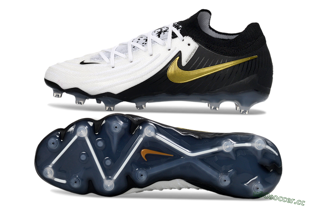 Men's Nike Phantom GX 2 Elite AG Artificial Grass Low-Tops Football Boots - Black/White/Gold 1