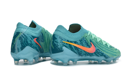 Men's Nike Phantom GX 2 Elite AG Artificial Grass Low-Tops Football Boots - Green/Aqua Mist/Coral Reef