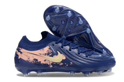 Men's Nike Phantom GX 2 Elite AG Artificial Grass Low-Tops Football Boots - Navy/Rose Gold/Light Blue