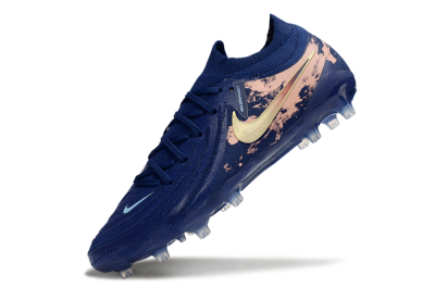 Men's Nike Phantom GX 2 Elite AG Artificial Grass Low-Tops Football Boots - Navy/Rose Gold/Light Blue