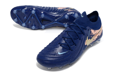 Men's Nike Phantom GX 2 Elite AG Artificial Grass Low-Tops Football Boots - Navy/Rose Gold/Light Blue