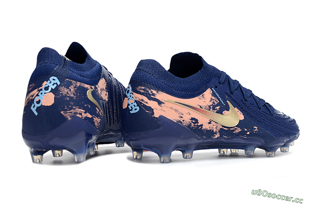 Men's Nike Phantom GX 2 Elite AG Artificial Grass Low-Tops Football Boots - Navy/Rose Gold/Light Blue 6