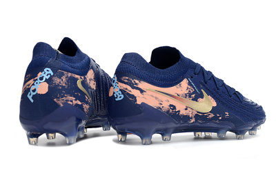 Men's Nike Phantom GX 2 Elite AG Artificial Grass Low-Tops Football Boots - Navy/Rose Gold/Light Blue
