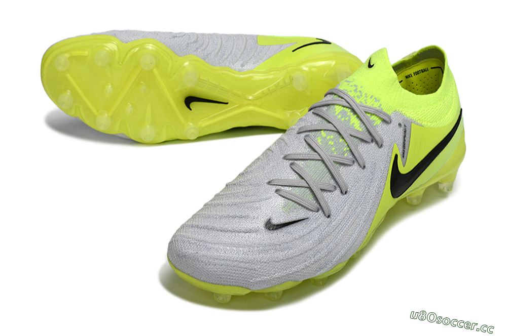 Men's Nike Phantom GX 2 Elite AG Artificial Grass Low-Tops Football Boots - Gray/Volt Green/Black 3