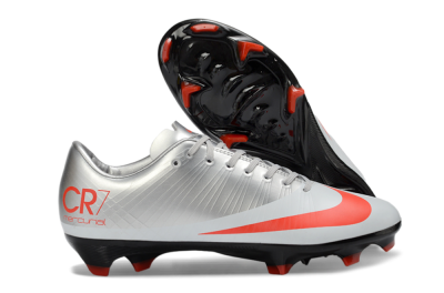 Men's CR7 x Nike Air Zoom Mercurial Vapor 16 Elite FG Firm Ground Low-Tops Football Boots - Silver/Electric Orange/Jet Black