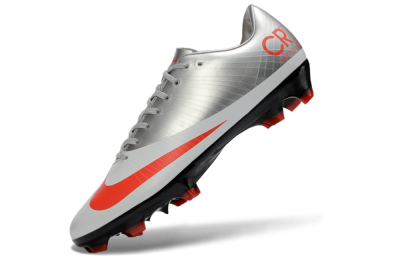 Men's CR7 x Nike Air Zoom Mercurial Vapor 16 Elite FG Firm Ground Low-Tops Football Boots - Silver/Electric Orange/Jet Black