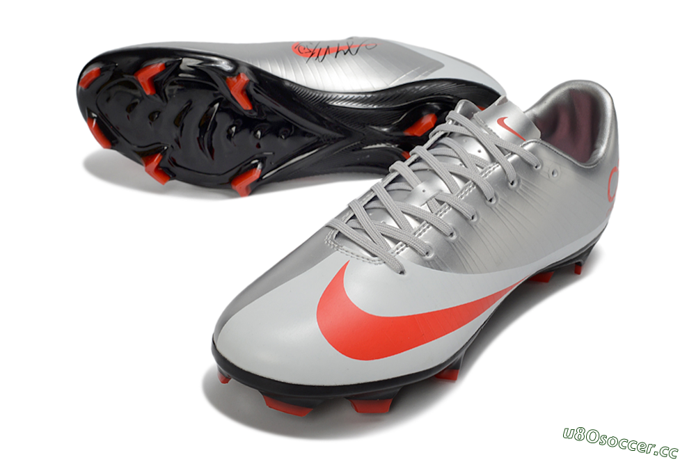 Men's CR7 x Nike Air Zoom Mercurial Vapor 16 Elite FG Firm Ground Low-Tops Football Boots - Silver/Electric Orange/Jet Black 3