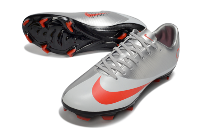 Men's CR7 x Nike Air Zoom Mercurial Vapor 16 Elite FG Firm Ground Low-Tops Football Boots - Silver/Electric Orange/Jet Black