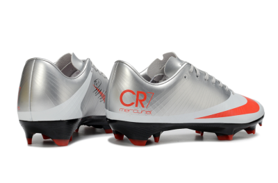 Men's CR7 x Nike Air Zoom Mercurial Vapor 16 Elite FG Firm Ground Low-Tops Football Boots - Silver/Electric Orange/Jet Black
