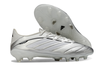 Men's Adidas Copa Pure 4 Elite FG Firm Ground Low-Tops Football Boots - Silver/Metallic Gray/White