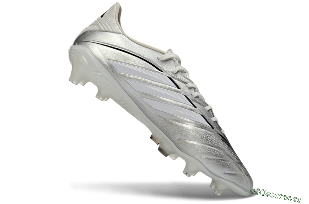 Men's Adidas Copa Pure 4 Elite FG Firm Ground Low-Tops Football Boots - Silver/Metallic Gray/White 4