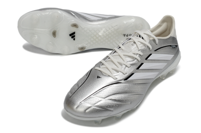 Men's Adidas Copa Pure 4 Elite FG Firm Ground Low-Tops Football Boots - Silver/Metallic Gray/White