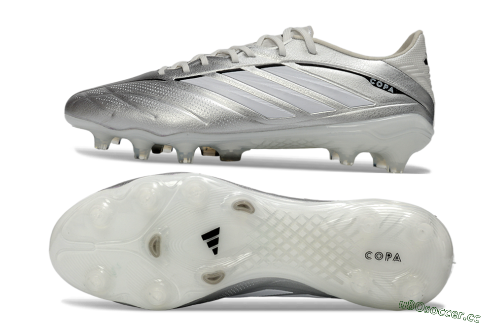 Men's Adidas Copa Pure 4 Elite FG Firm Ground Low-Tops Football Boots - Silver/Metallic Gray/White 1