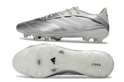 Men's Adidas Copa Pure 4 Elite FG Firm Ground Low-Tops Football Boots - Silver/Metallic Gray/White
