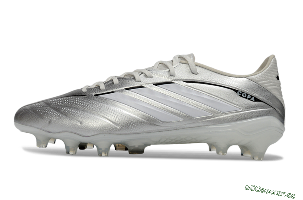Men's Adidas Copa Pure 4 Elite FG Firm Ground Low-Tops Football Boots - Silver/Metallic Gray/White 0