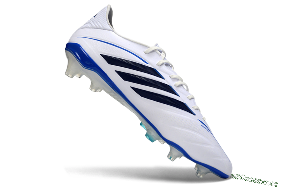 Men's Adidas Copa Pure 4 Elite FG Firm Ground Low-Tops Football Boots - White/Navy Blue/Light Blue 4