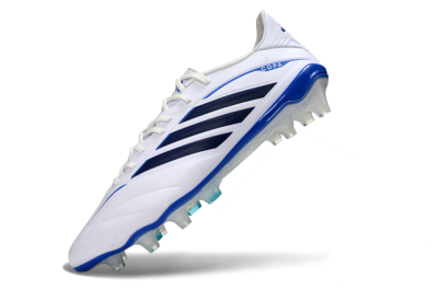 Men's Adidas Copa Pure 4 Elite FG Firm Ground Low-Tops Football Boots - White/Navy Blue/Light Blue