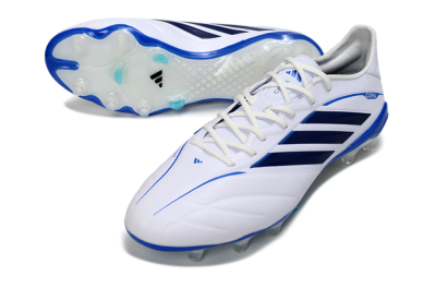Men's Adidas Copa Pure 4 Elite FG Firm Ground Low-Tops Football Boots - White/Navy Blue/Light Blue