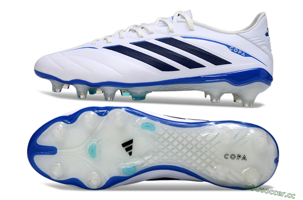 Men's Adidas Copa Pure 4 Elite FG Firm Ground Low-Tops Football Boots - White/Navy Blue/Light Blue 1