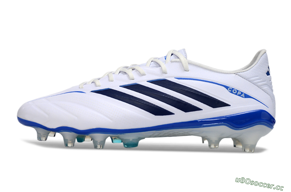 Men's Adidas Copa Pure 4 Elite FG Firm Ground Low-Tops Football Boots - White/Navy Blue/Light Blue 0
