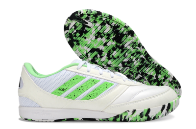 Men's Adidas Top Sala IC Indoor & Futsal Low-Tops Football Shoes - White/Vibrant Green/Black