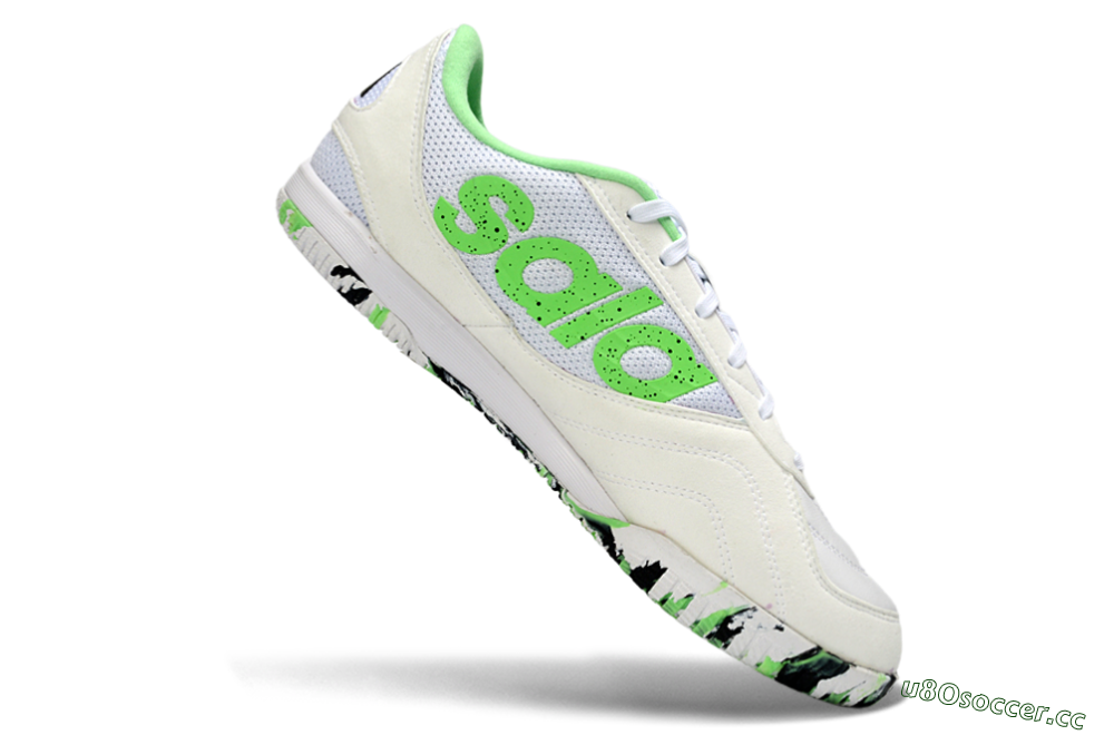 Men's Adidas Top Sala IC Indoor & Futsal Low-Tops Football Shoes - White/Vibrant Green/Black 4