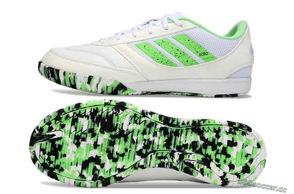 Men's Adidas Top Sala IC Indoor & Futsal Low-Tops Football Shoes - White/Vibrant Green/Black 1