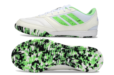 Men's Adidas Top Sala IC Indoor & Futsal Low-Tops Football Shoes - White/Vibrant Green/Black