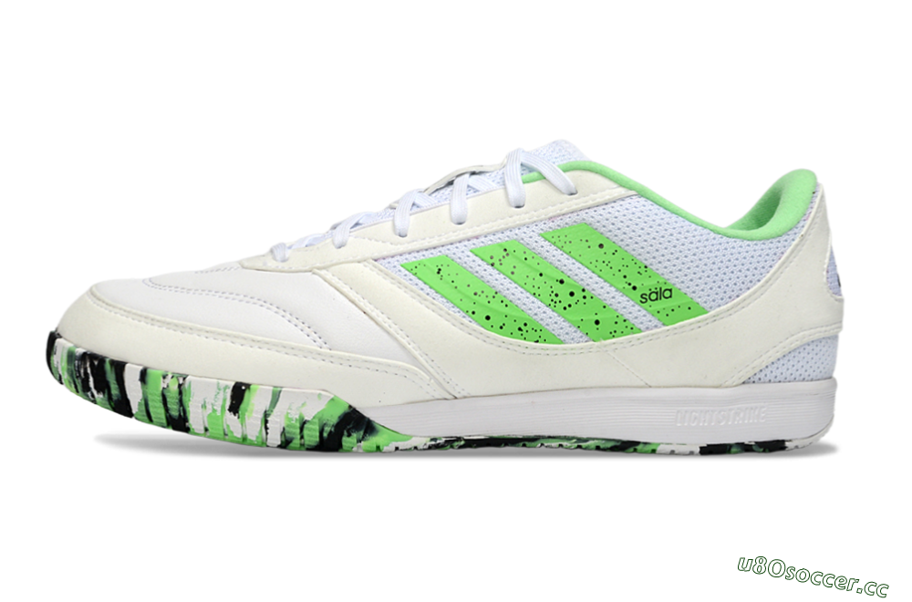 Men's Adidas Top Sala IC Indoor & Futsal Low-Tops Football Shoes - White/Vibrant Green/Black 0