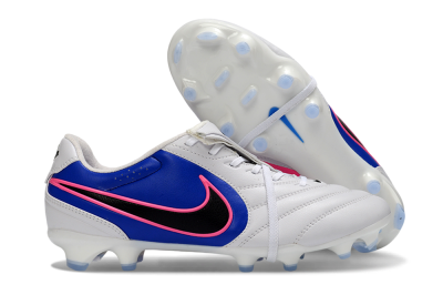 Men's Nike Tiempo Legend SE FG Firm Ground Low-Tops Football Boots - White/Electric Blue/Hot Pink
