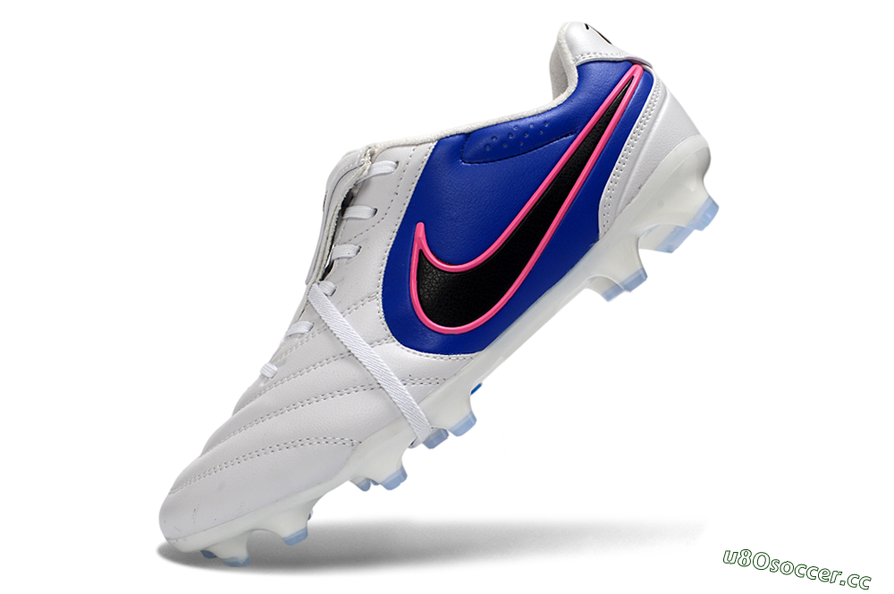 Men's Nike Tiempo Legend SE FG Firm Ground Low-Tops Football Boots - White/Electric Blue/Hot Pink 5