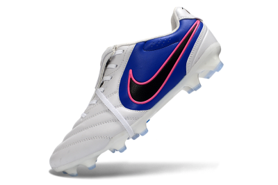Men's Nike Tiempo Legend SE FG Firm Ground Low-Tops Football Boots - White/Electric Blue/Hot Pink
