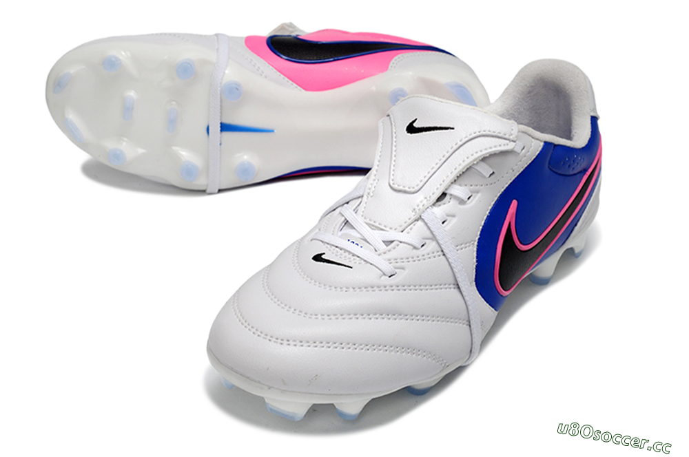 Men's Nike Tiempo Legend SE FG Firm Ground Low-Tops Football Boots - White/Electric Blue/Hot Pink 3