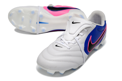 Men's Nike Tiempo Legend SE FG Firm Ground Low-Tops Football Boots - White/Electric Blue/Hot Pink